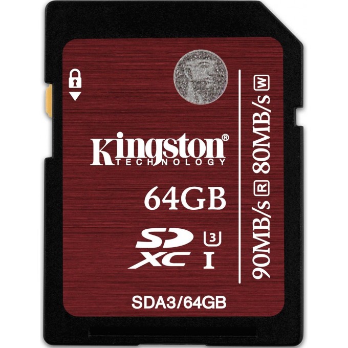 Kingston  64GB SDXC C10 UHS-I U3 R90/W80MB/s 4K Карта памяти 