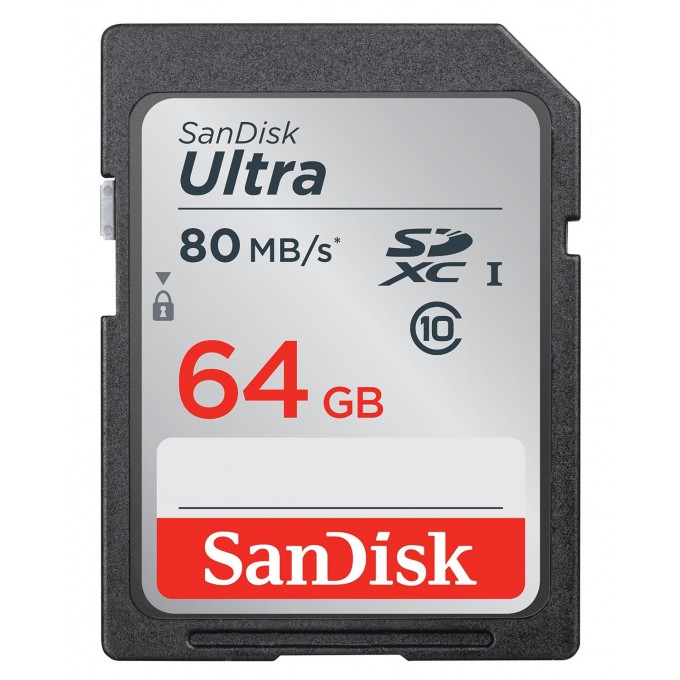 SanDisk 64GB SDXC C10 UHS-I R80MB/s Ultra Карта памяти