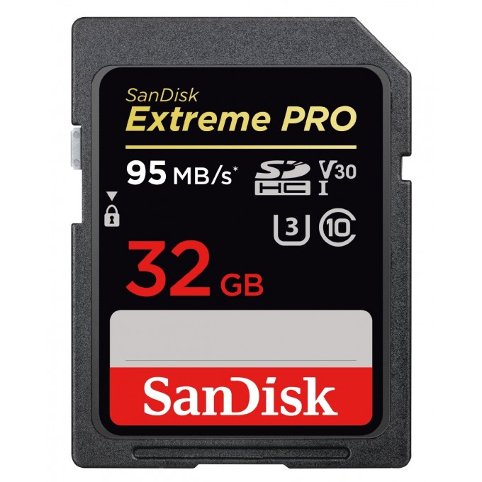 SanDisk 32GB SDHC V30 UHS-I U3 R95/W90MB/s 4K Extreme Pro Карта памяти 