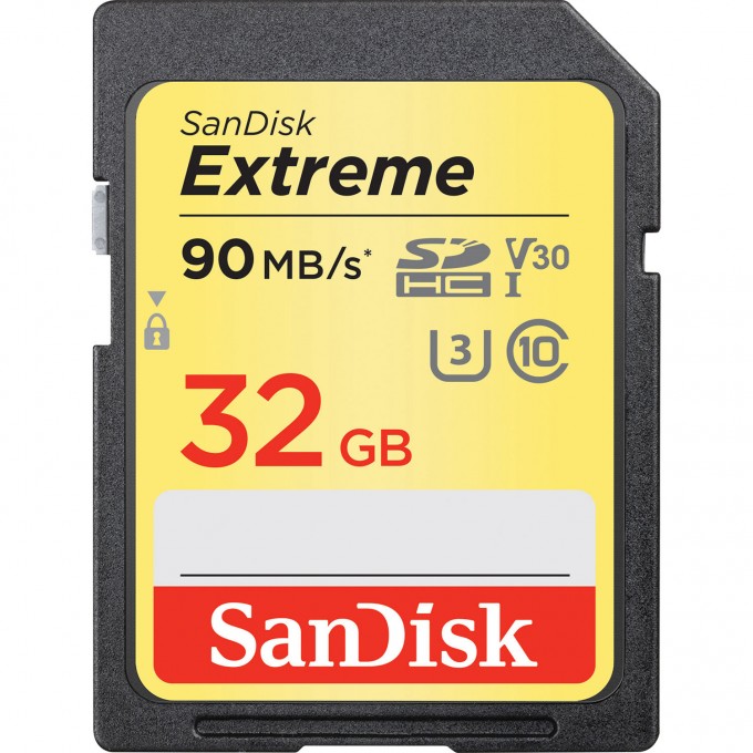 SanDisk 32GB SDHC UHS-I U3 R90/W40MB/s 4K Extreme Карта памяти 