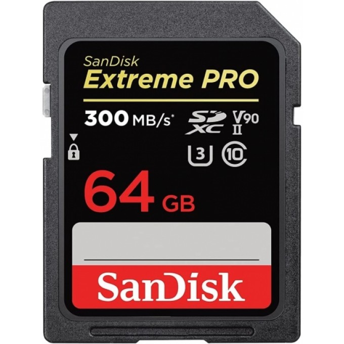 SanDisk 64GB SDXC C10 UHS-II U3 V90 R300/W260MB/s Extreme Pro Карта пам'яті