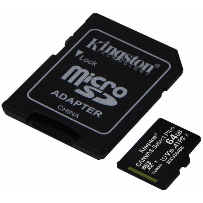 Kingston 2x64GB microSDXC C10 UHS-I R100MB/s Canvas Select Plus + SD Карта пам'яті